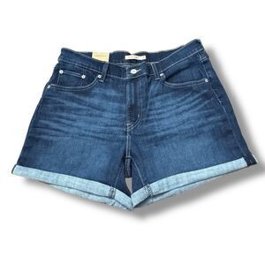 NWT Levi’s Mid Rise Stretch Cuffed Mid Length Denim Shorts Women’s Size 32
